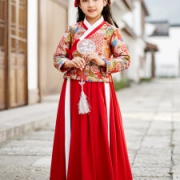 唐宋煮雨 女童汉服 上袄+下裙