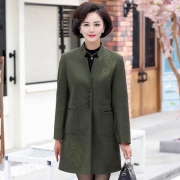 浅织 秋冬季妈妈装中长款绣花毛呢外套192 券后49元包邮