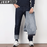 JEEP 吉普  男式弹力厚款加绒牛仔裤