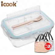 iCook 高硼酸玻璃饭盒 无隔断 860ml  券后16.8元