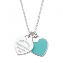 Tiffany&Co. 蒂芙尼 27125107 蓝色珐琅双心S925银项链