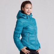 kroceus秋冬户外女式防泼水外套防风保暖白鹅绒羽绒服