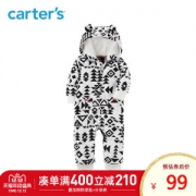 美国 卡特 Carters A类标准 宝宝抓绒连帽长袖连体衣 可爱小熊