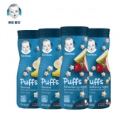 美国进口 嘉宝 3段辅食 香蕉味+草莓苹果味星星泡芙 42g*4罐