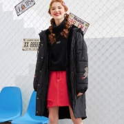 Meters bonwe 美特斯邦威 QB231798 WH 女士长款棉服 *2件 299.8元包邮（合149.9元/件）