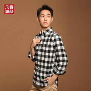 凡客诚品法兰绒纯棉磨毛格子衬衫