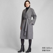 优衣库 420232 女士羊毛混纺系带大衣