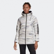 12日0点、双12预告： adidas 阿迪达斯 REV AOP 11/11 FR6637 女子中长款羽绒服