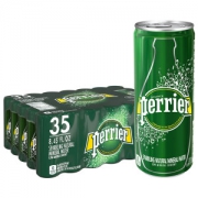 法国 Perrier巴黎水 天然气泡矿泉水 250ml*35罐