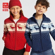 UNIQLO 优衣库 童装 印花摇粒绒拉链茄克