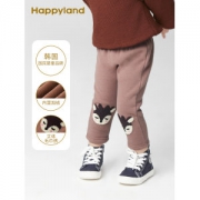 韩国TOP童装品牌  Happyland 男女童卡通刺绣加绒针织裤