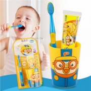 Pororo 啵乐乐 儿童牙具三件套 （水果牙膏*1+儿童牙刷*+漱口杯*1） *3件