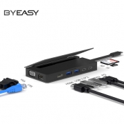 BYEASY 九合一Type-C扩展坞（Type-C*2+USB3.0*2+TF/SD+HDMI+VGA+千兆网卡) 179元包邮（需用券）