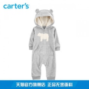 美国 卡特 Carters 19冬季新款 A类标准 宝宝抓绒连帽长袖连体衣