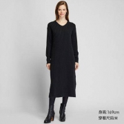 6日0点：优衣库 418627 女士宽罗纹V领针织连衣裙