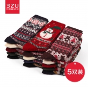 羊毛款、骚气、加厚、：5双装 3ZU 足装秀 加厚保暖羊毛 中筒袜