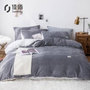佳佰石墨灰加厚法兰绒床上四件套1.5~1.8米床*2件