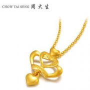 圣诞好礼：CHOW TAI SENG 周大生 足金999 心形皇冠项坠 约0.9克