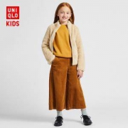 UNIQLO优衣库 女童灯芯绒宽腿七分裤