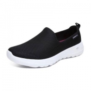 Skechers斯凯奇 女鞋 新款GO WALK JOY健步一脚套 夏季透气网布 休闲鞋 15600 黑色/白色/BKW *2（需用券）
