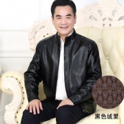 依中漫舞 中老年人 加绒加厚 PU皮夹克