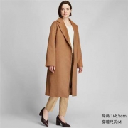 历史低价：优衣库 420232 女士羊毛混纺系带大衣