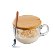 早餐杯家用大容量带盖勺玻璃杯