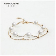京东PLUS会员：AINUOSHI 瑷乐诗 18K金淡水珍珠手链 （6-6.5mm*7颗）