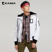 KAMA 卡玛 2417723 男士修身连帽棉服 红/白色