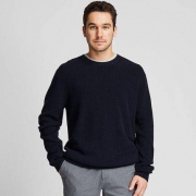 UNIQLO 优衣库 419184 男装 棉混纺罗纹圆领针织衫(长袖)