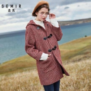 Semir 森马 19-078100322 女士羊毛牛角扣大衣