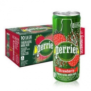 Perrier巴黎水草莓味气泡水 天然矿泉水 250ml*30罐整箱装 *4件