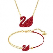 Swarovski 施华洛世奇 红色天鹅 Iconic Swan 5465400 项链+5465403 手链