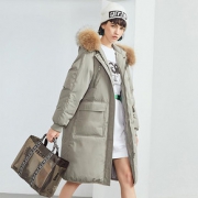 高梵羽绒服女中长款2019新款韩版宽松加厚大毛领冬季百搭时尚外套