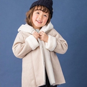 A类品，日本童装人气王：Petit main 女童 保暖加绒麂皮外套大衣