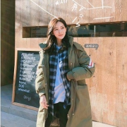 限尺码：韩都衣舍 CQ8271 女士中长款连帽羽绒服