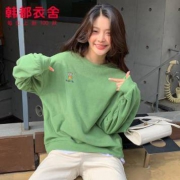 韩都衣舍 JZ12757 女士加绒刺绣鼠年卫衣
