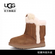 UGG 秋冬女士雪地靴时尚休闲短靴流苏百搭精灵潮靴 1100550 444元