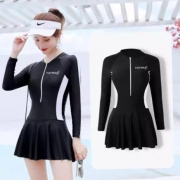 游泳衣女101803F 白色条纹