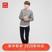 优衣库 100%美利奴羊毛 男士圆领针织衫