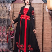 彼岸花 汉服女 夜行者齐腰襦裙 三件套