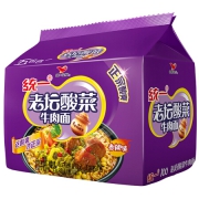 统一 方便面 老坛酸菜牛肉味面 五连包*5件