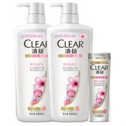 CLEAR 清扬 去屑洗发水套装 樱花沁爽型500mlx2+樱花沁爽100ml *3件
