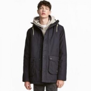 6日0点：H&M 0495884__5 男士加厚连帽派克大衣