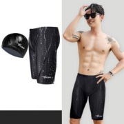佑游 男士五分游泳套装 泳裤+泳帽L-4XL