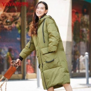 YAYA 鸭鸭 B-56259 女士连帽加长羽绒服