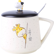 可爱陶瓷杯子女带盖勺马克杯 13.9元