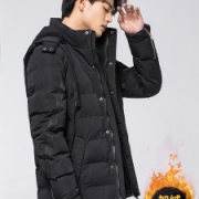 雅鹿 休闲保暖棉服 可拆卸连帽