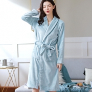 【柏缇朵】长款加厚法兰绒情侣睡袍