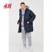 H＆M 0517442__2 男装中长款夹棉派克大衣